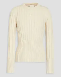 Tory Burch Embroidered ribbed cashmere sweater - White White