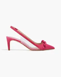 RED Valentino Bow-embellished suede and PVC slingback pumps - Pink Pink