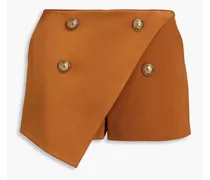 Skirt-effect satin-crepe shorts - Brown
