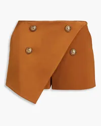 Balmain Skirt-effect satin-crepe shorts - Brown Brown