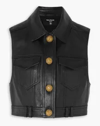 Balmain Button-embellished leather vest - Black Black