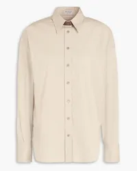 Brunello Cucinelli Bead-embellished cotton-blend poplin shirt - Neutral Neutral