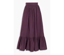 Gathered cotton-blend faille maxi skirt - Purple