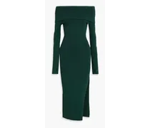 Nita off-the-shoulder ribbed-knit midi dress - Green