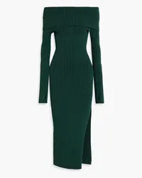 NICHOLAS Nita off-the-shoulder ribbed-knit midi dress - Green Green