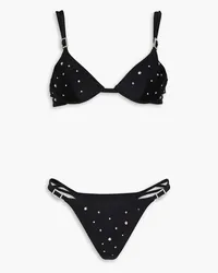 Alessandra Rich Crystal-embellished underwired bikini - Black Black