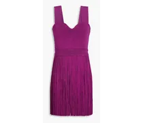 Fringed stretch-knit mini dress - Purple