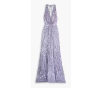 Embellished gathered tulle gown - Purple