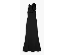 Embellished open-back cady gown - Black