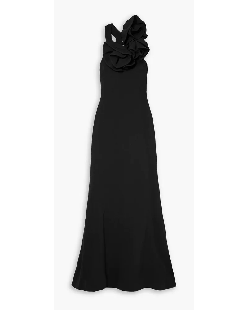 Elie Saab Embellished open-back cady gown - Black Black
