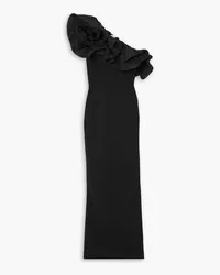 Rebecca Vallance Chloe one-shoulder taffeta-trimmed stretch-crepe gown - Black Black