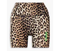 Leopard-print stretch recycled cycling shorts - Animal print