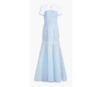 Fluted sequined tulle gown - Blue
