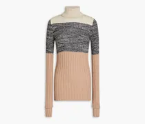 Nika color-block merino wool and silk-blend turtleneck sweater - Neutral