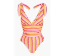 Alegria gathered striped swimsuit - Pink