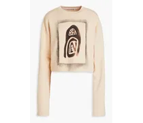 Fabini cropped printed French cotton-terry sweatshirt - Neutral