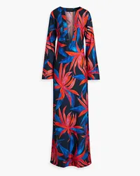 Louisa Ballou Printed cotton and silk-blend maxi dress - Red Red