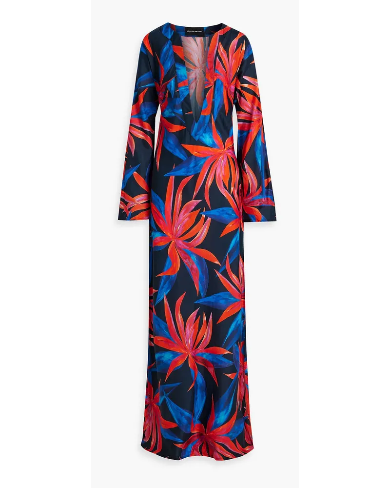 Louisa Ballou Printed cotton and silk-blend maxi dress - Red Red