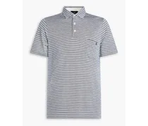 Striped cotton and silk-blend jersey polo shirt - Blue