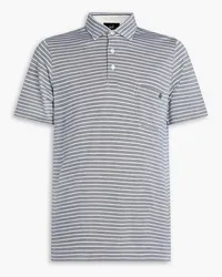 Dunhill Striped cotton and silk-blend jersey polo shirt - Blue Blue