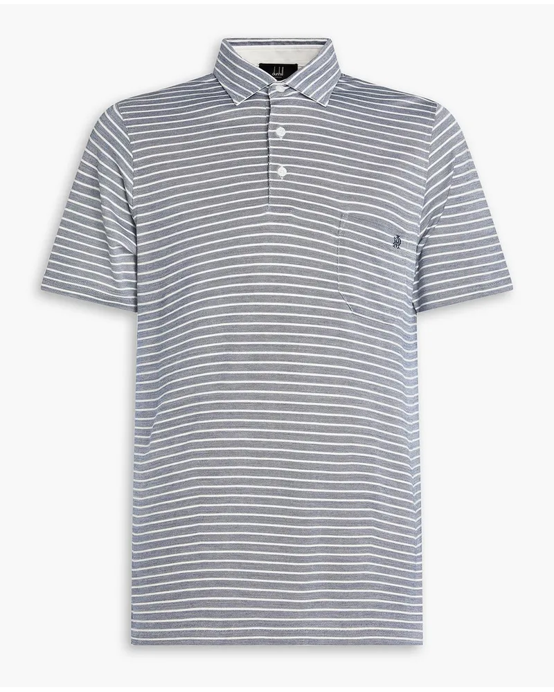 Dunhill Striped cotton and silk-blend jersey polo shirt - Blue Blue