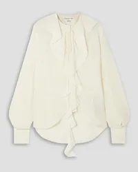 Victoria Beckham Ruffled silk crepe de chine blouse - White White