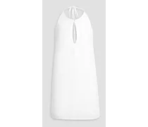 Cutout linen and Lyocell-blend halterneck mini dress - White