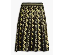 Pintucked jacquard-knit skirt - Black