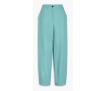 Cupro-blend twill straight-leg pants - Blue