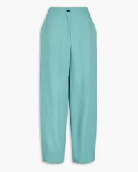 Emporio Armani Cupro-blend twill straight-leg pants - Blue Blue