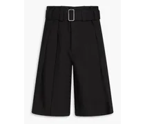 Pleated cotton-canvas shorts - Black