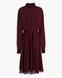 Mikael Aghal Cutout gathered chiffon midi dress - Purple Purple