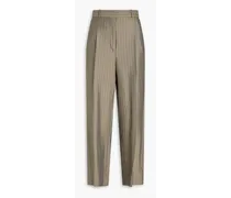 Pinstriped twill tapered pants - Green