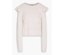 Ruffle-trimmed cashmere-blend sweater - Pink