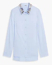 Adam Lippes Embellished cotton-poplin shirt - Blue Blue