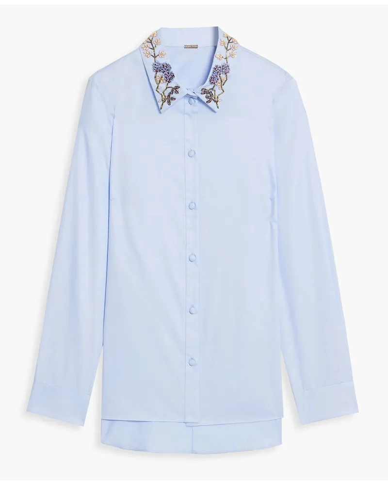 Embellished cotton-poplin shirt - Blue