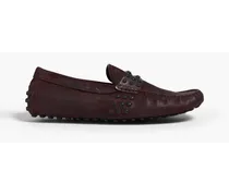 Studded coated suede driving shoes - Purple