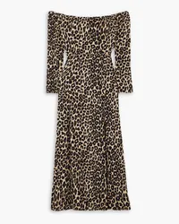 Reformation Ballari off-the-shoulder leopard-print crepe midi dress - Animal print Animal