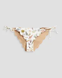 Marysia Mott scalloped seersucker bikini briefs - White White