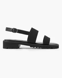 Manolo Blahnik Gad leather-trimmed canvas sandals - Black Black