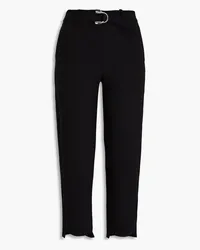 Maje Cropped belted crepe tapered pants - Black Black