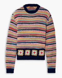 Alanui Take It Easy crochet-trimmed striped cotton-blend sweater - Multicolor Multicolor