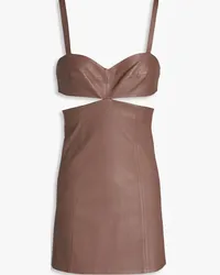 Zeynep Arcay Cutout leather mini dress - Neutral Neutral