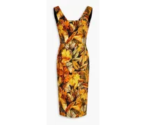 Floral-print stretch-crepe dress - Yellow
