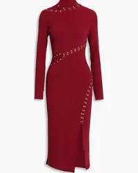 NICHOLAS Saba cutout ring-embellished ribbed-knit turtleneck midi dress - Red Red