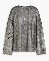 Totême Coated metallic cable-knit sweater - Gray Gray