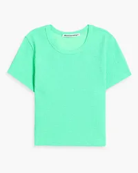 Alexander Wang Cropped jacquard-knit top - Green Green