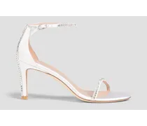 Crystal-embellished satin sandals - White