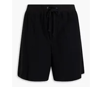 Waffle-knit cotton and cashmere-blend drawstring shorts - Black
