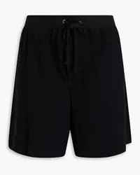 James Perse Waffle-knit cotton and cashmere-blend drawstring shorts - Black Black